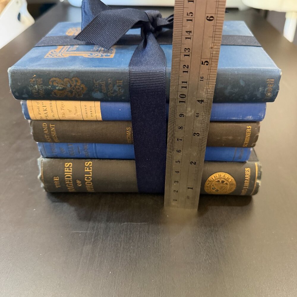 Vintage Book Lot of 5 BLUE Old Antiquarian Rare Decoration Small Books - Picture 4 of 11